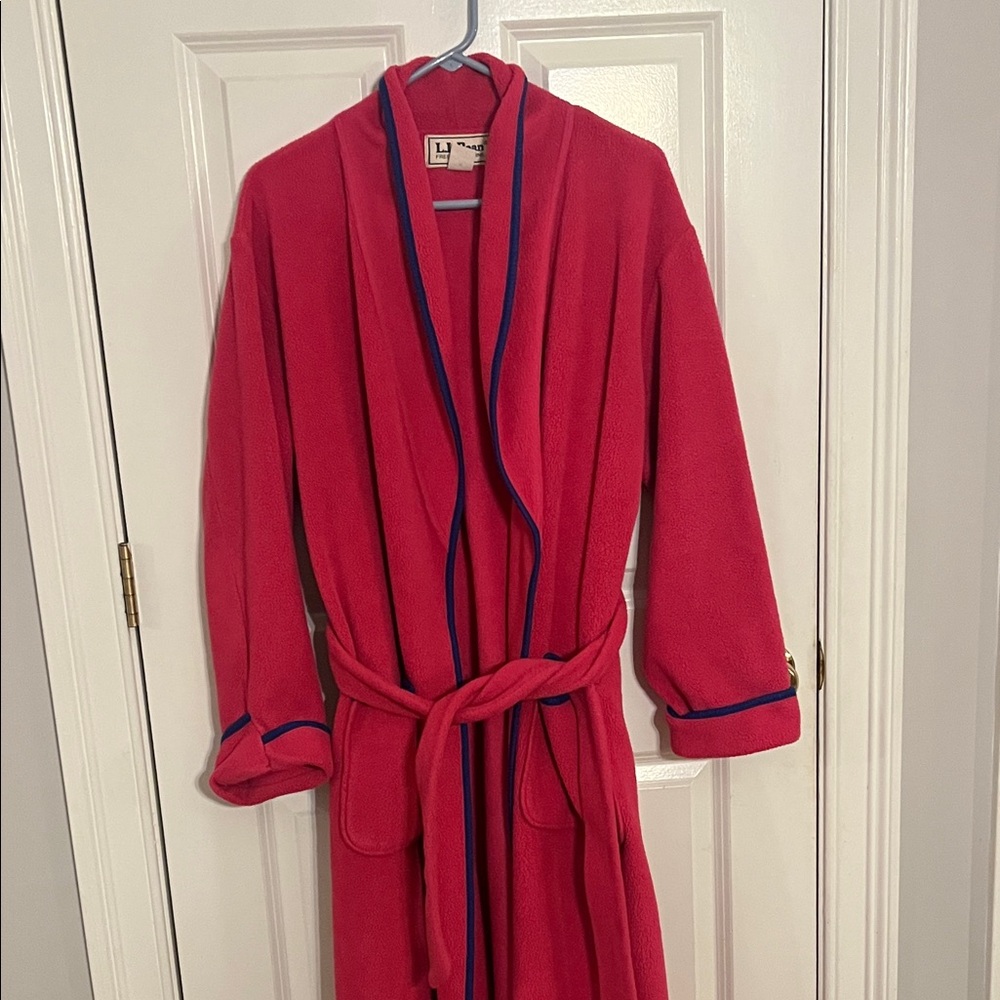 L.L. Bean vintage pink and blue Fleece robe